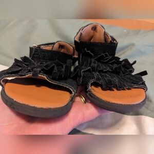 Black Fringe Sandals